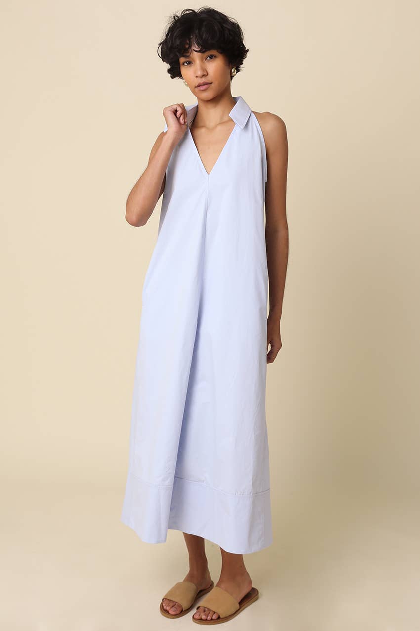 Clara Collared A-Line Maxi Dress