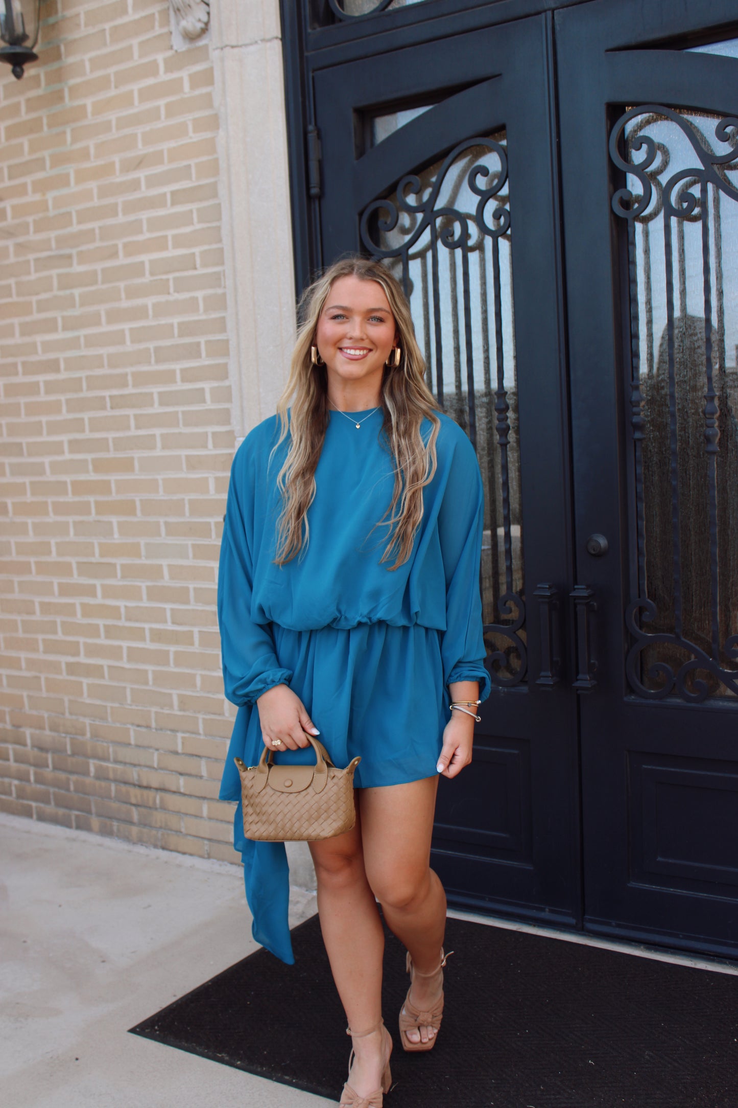 Burkley Draped Asymmetric Chiffon Mini Dress