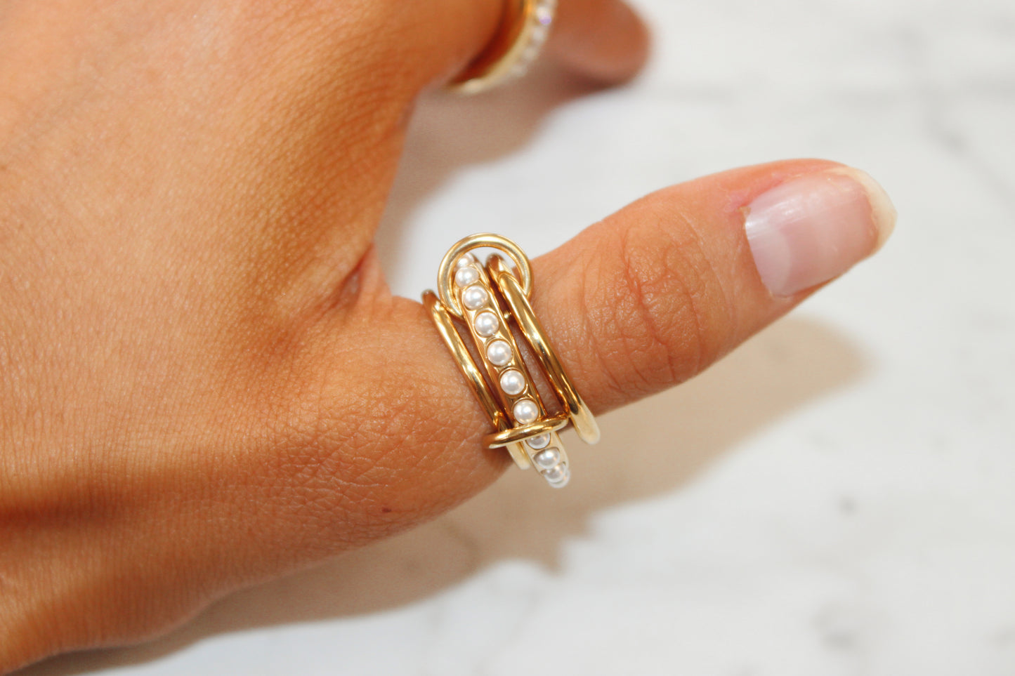 Danton Size 8 Multi Stack Pearl Band Ring