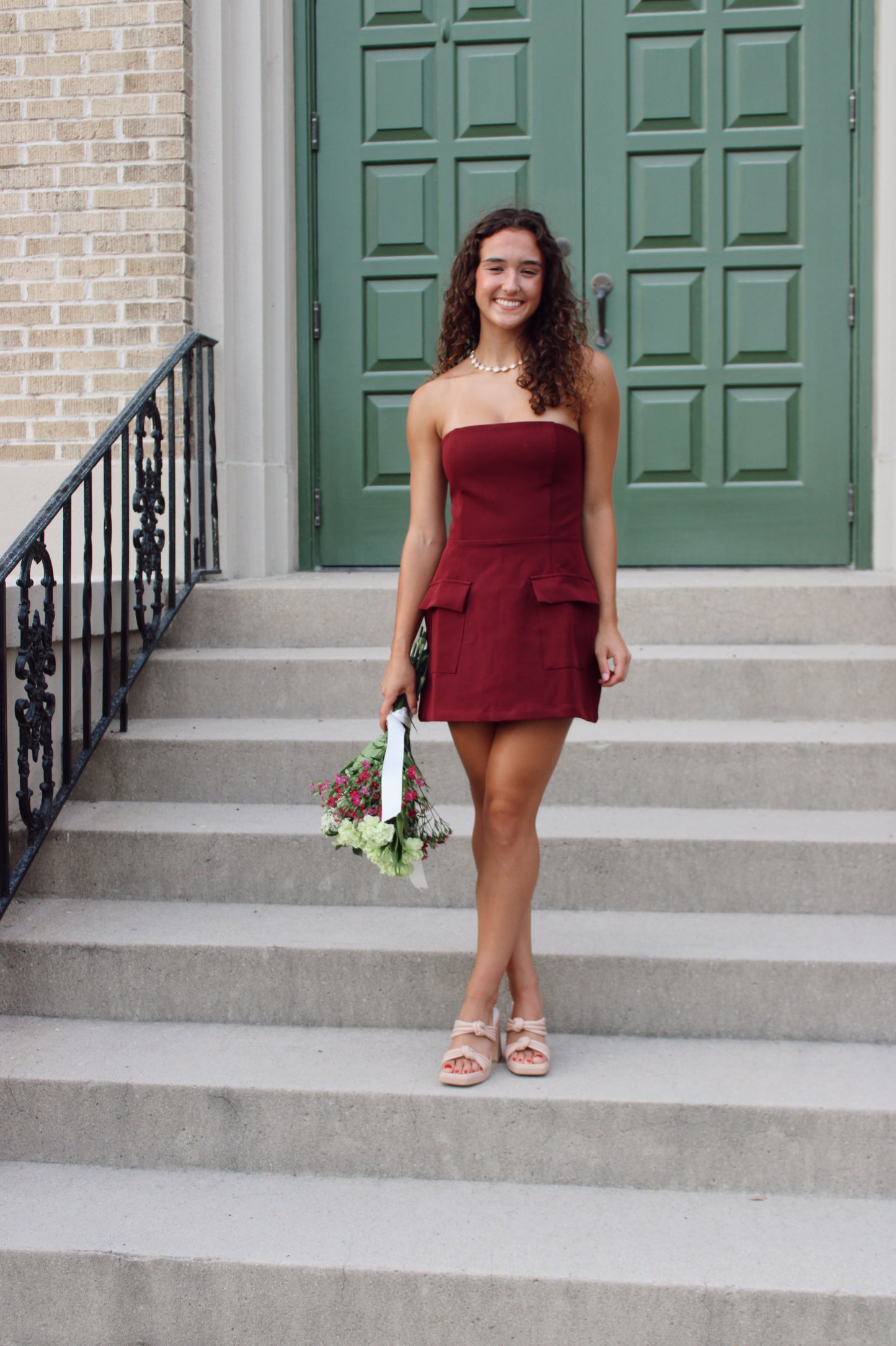 Macie Strapless Front Pocket Mini Dress