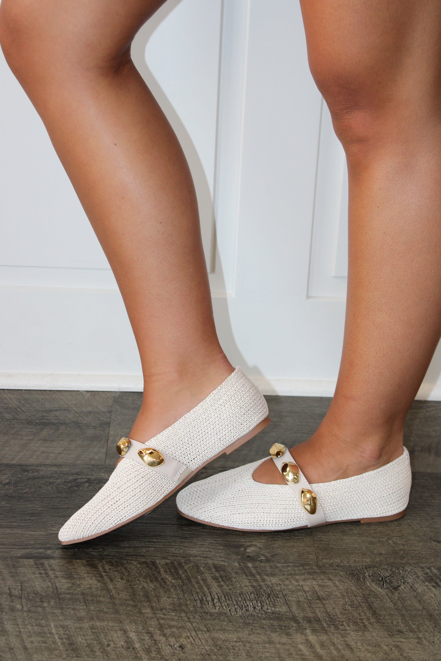 Woven Ballet Flat in Bone
