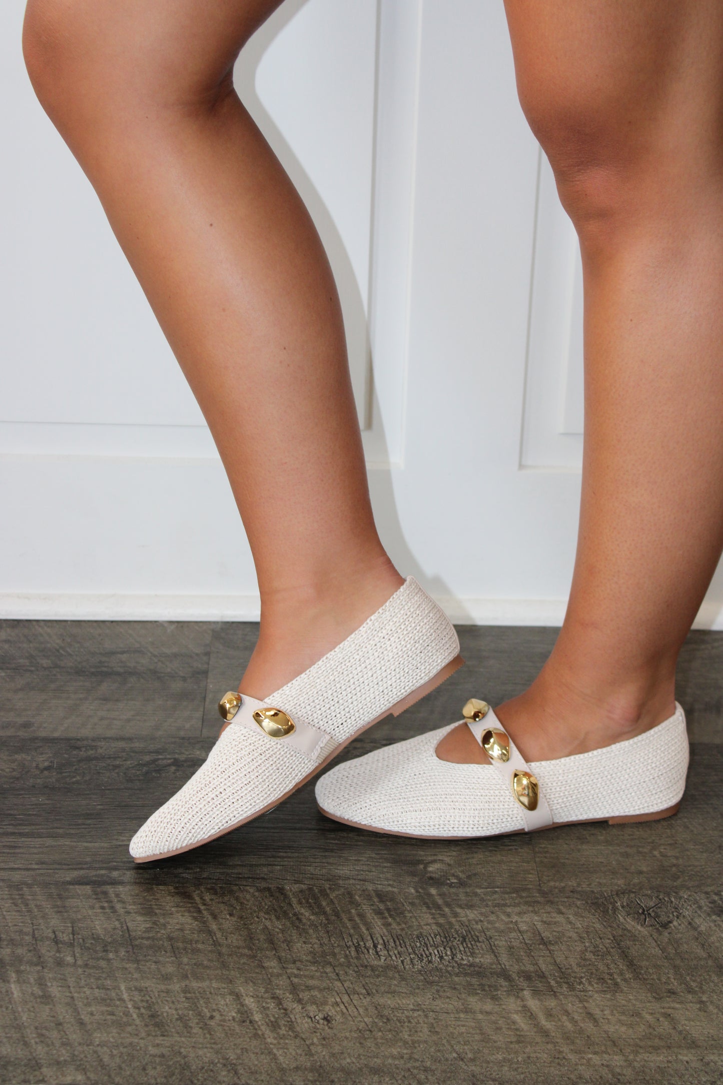 Woven Ballet Flat in Bone