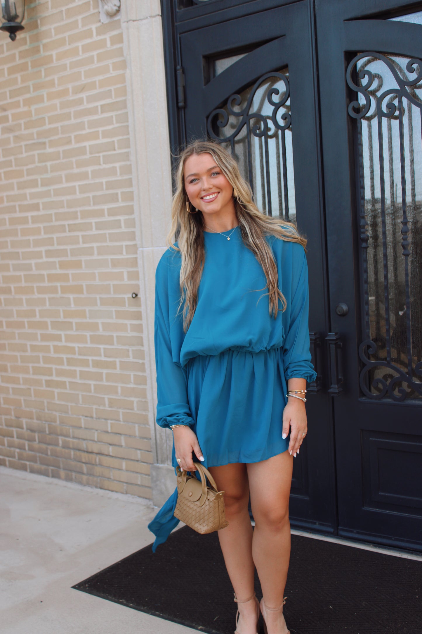 Burkley Draped Asymmetric Chiffon Mini Dress