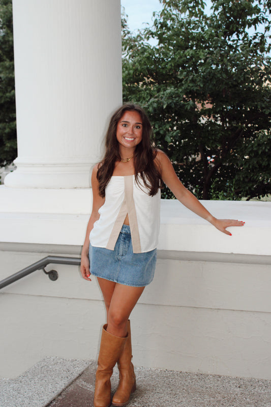Denim Medium Wash A line Mini Skort