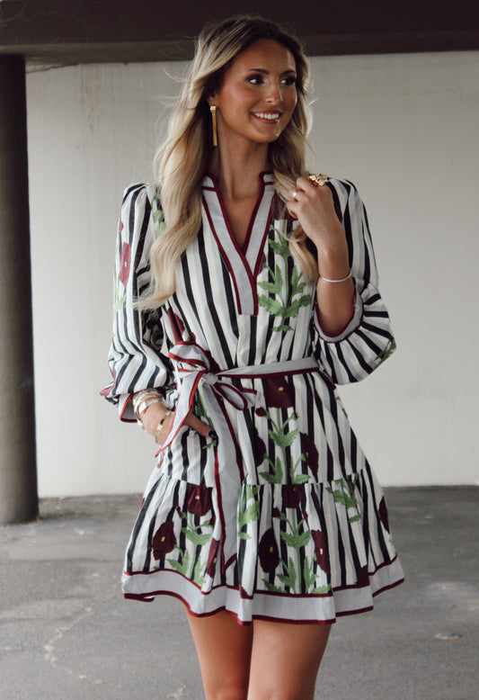 Madison Stripe and Floral Mini Dress