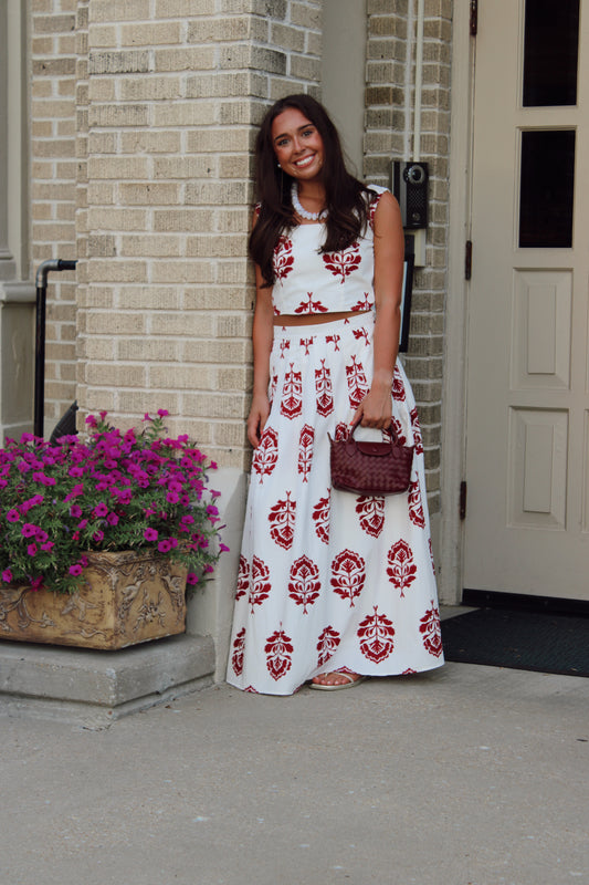 Callie Floral Print Square Neck Crop Top