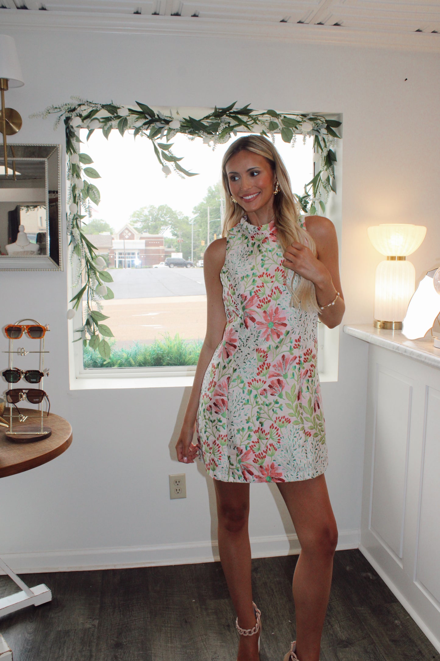 Carter Printed Floral Mock Neck Mini