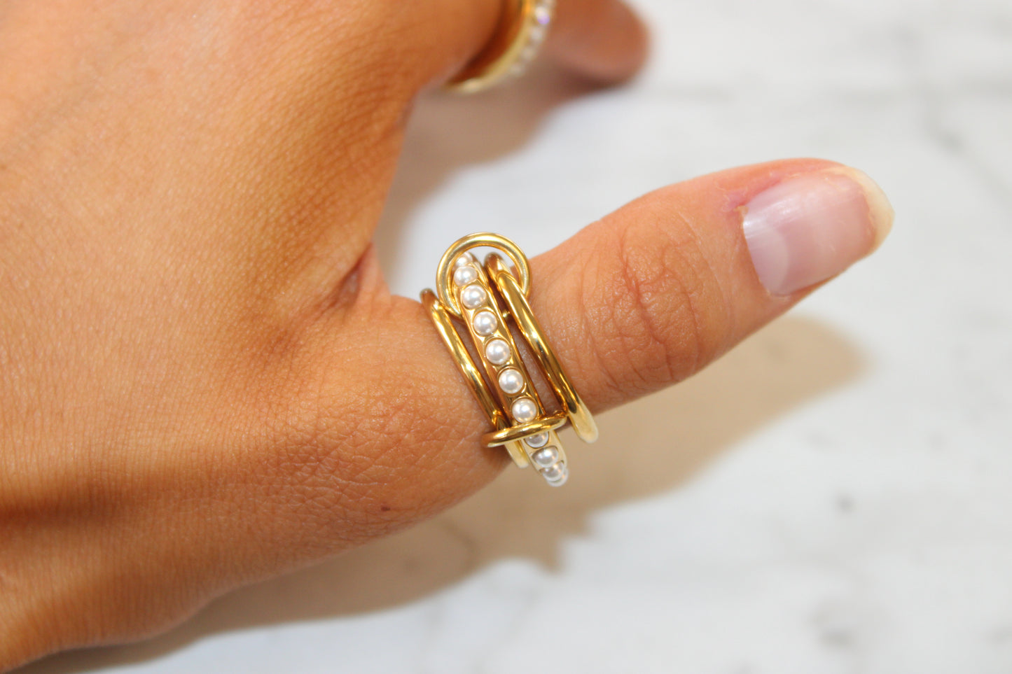 Danton Size 8 Multi Stack Pearl Band Ring