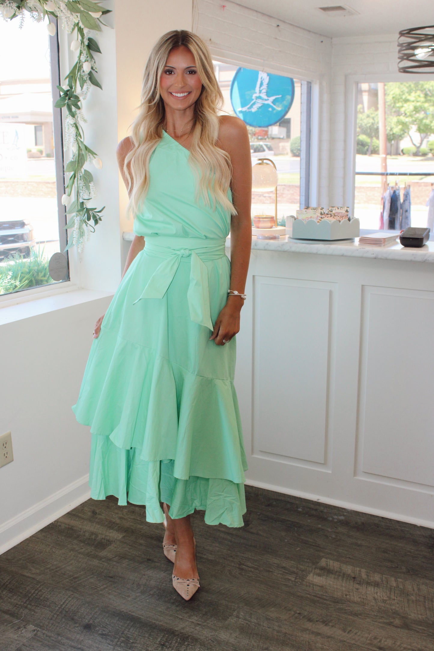 Sadie Scarf Neck Tiered Maxi Dress