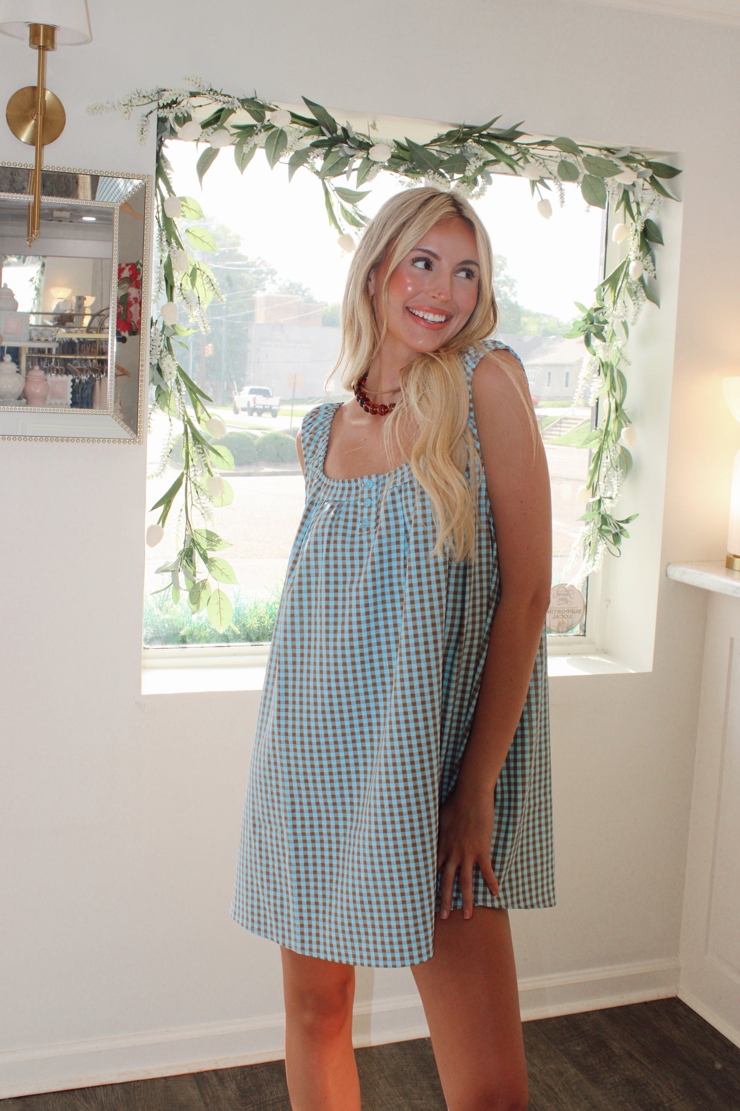 Randy Gingham Swing Mini Dress