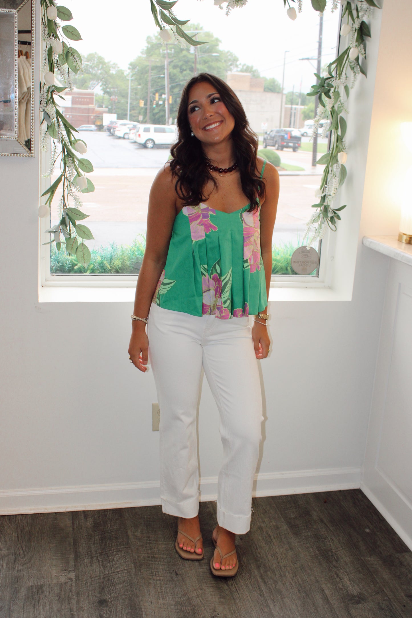 On Island Time Floral Tank