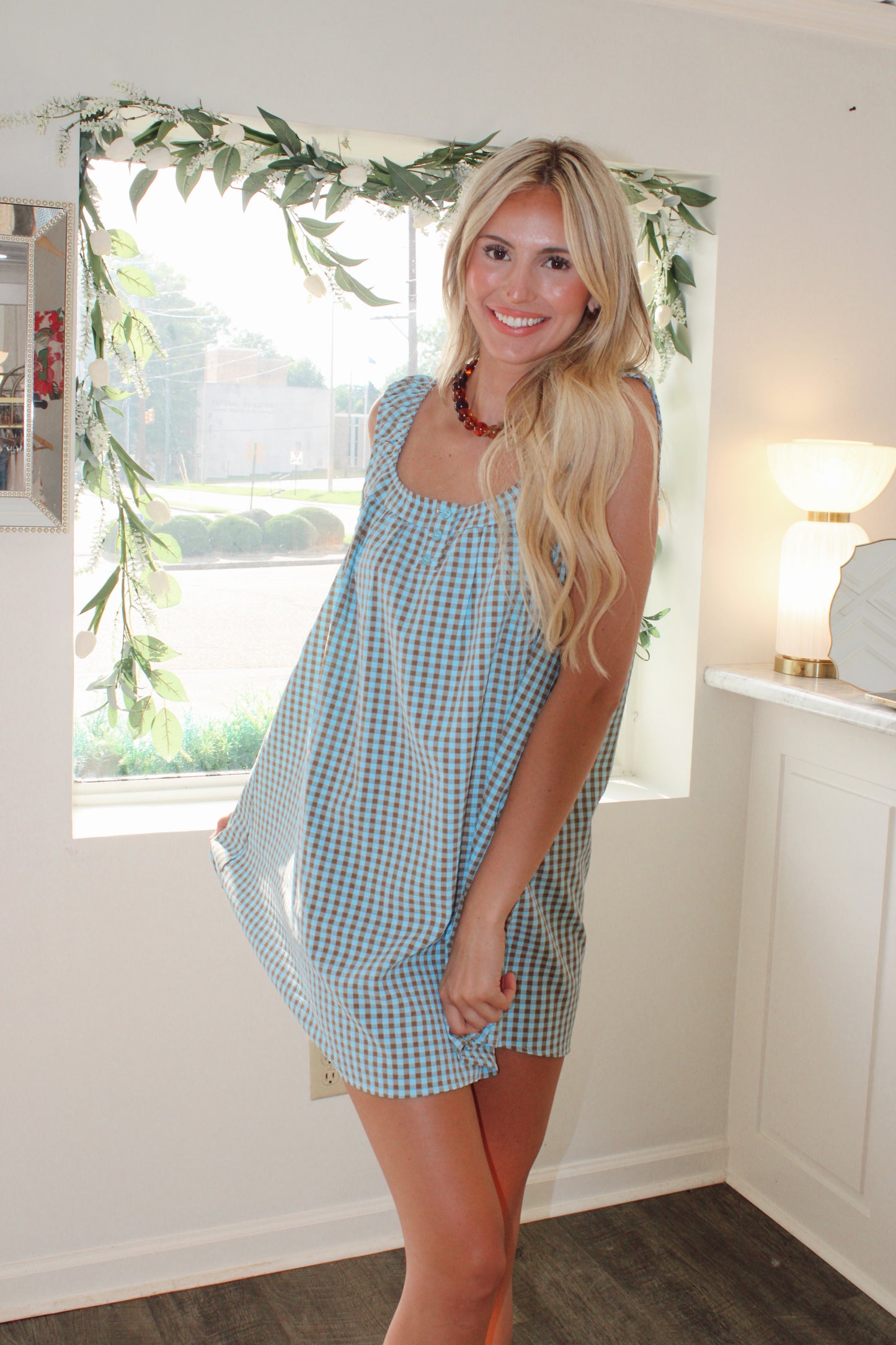 Randy Gingham Swing Mini Dress