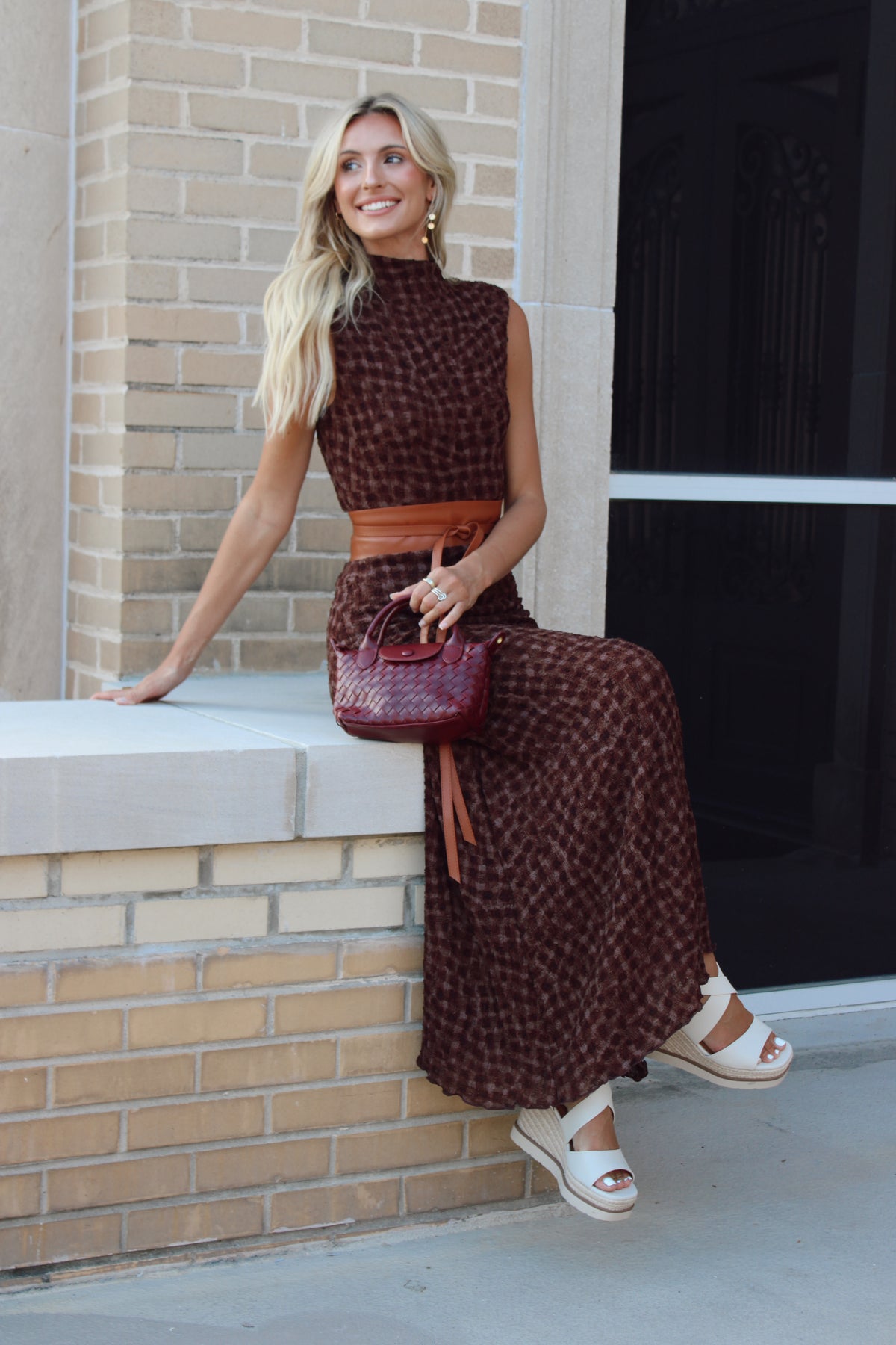 Riley Smocked Mock Neck Printed Maxi