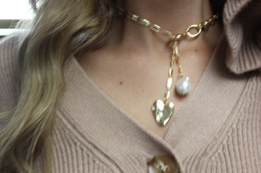 Maple Heart and Pearl Pendant Necklace