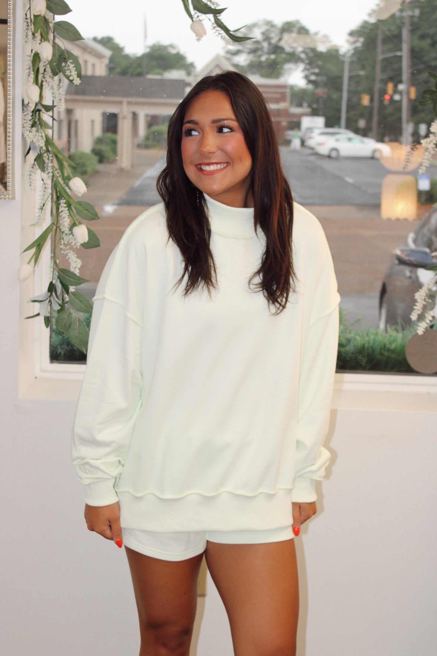 Match Point Mock Neck Matching Set-Green