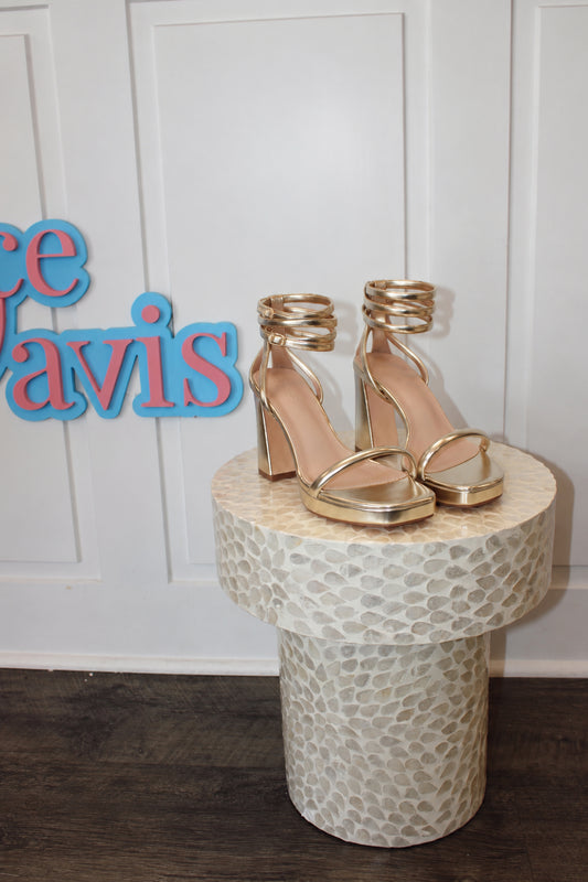 Gold Platform Wrap-Around Heel Sandal