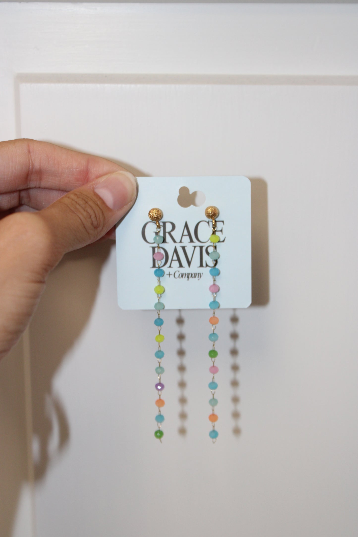 Multicolor Gold Chain Beaded Earrings
