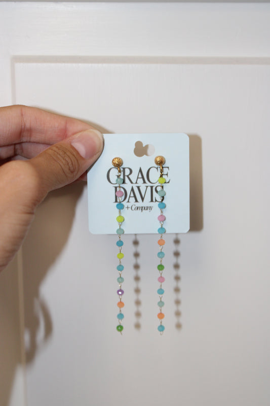 Multicolor Gold Chain Beaded Earrings