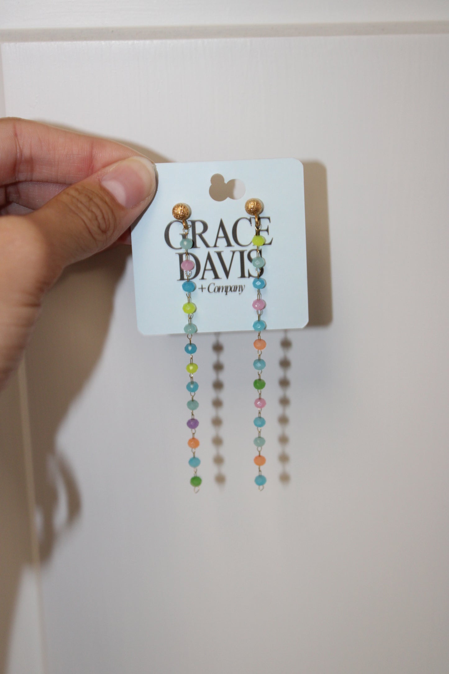 Multicolor Gold Chain Beaded Earrings