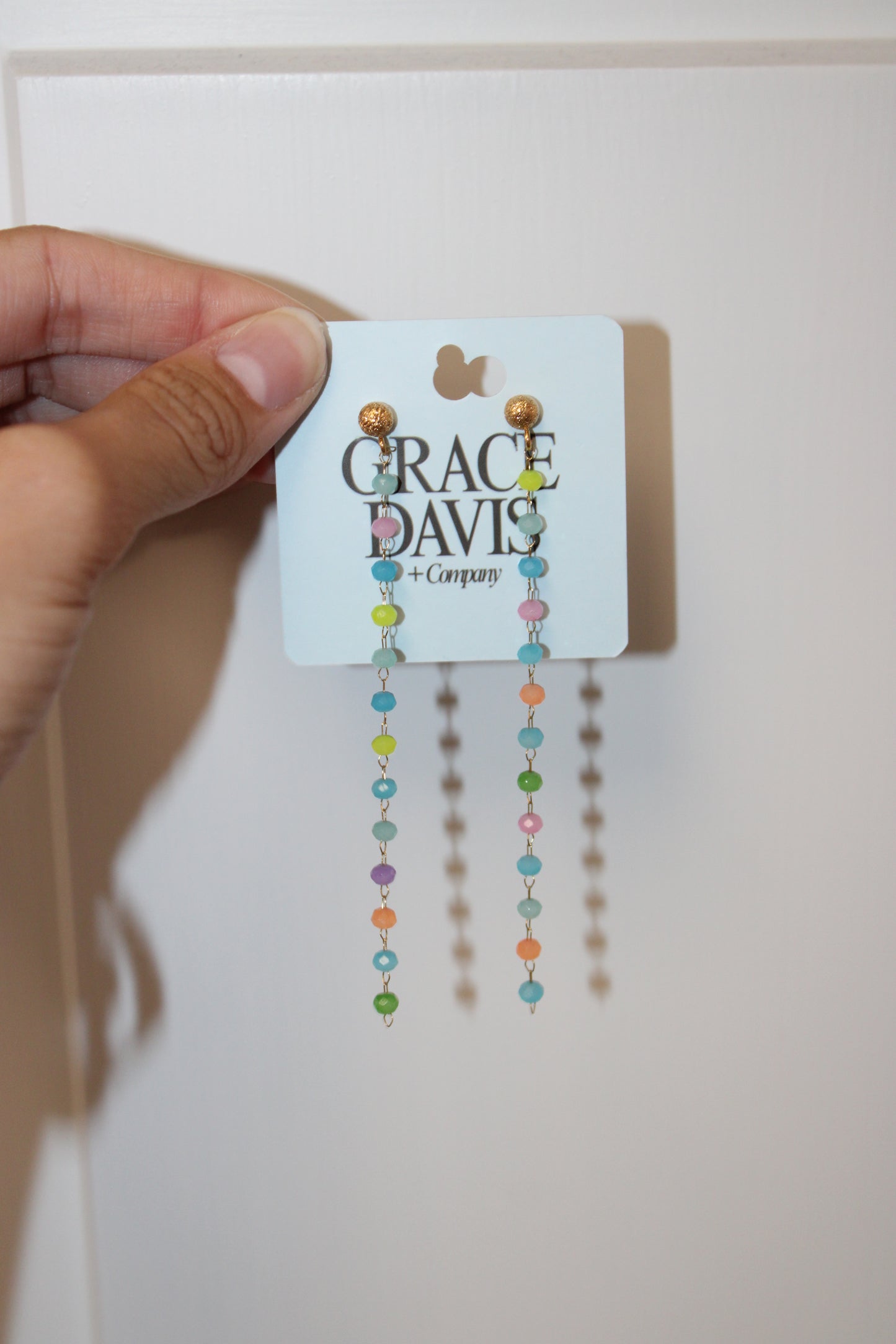 Multicolor Gold Chain Beaded Earrings