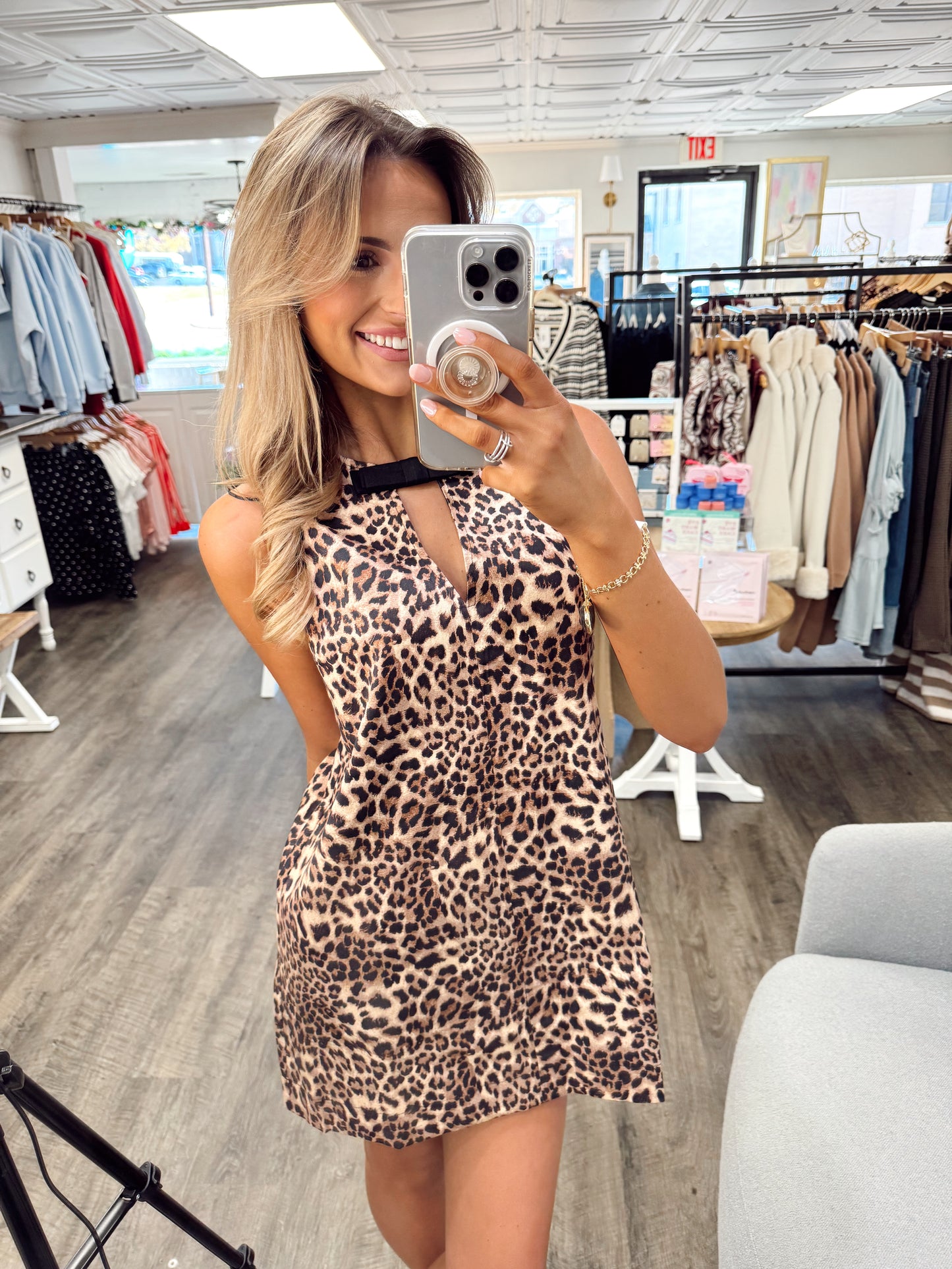 Leopard Print A Line Mini Dress