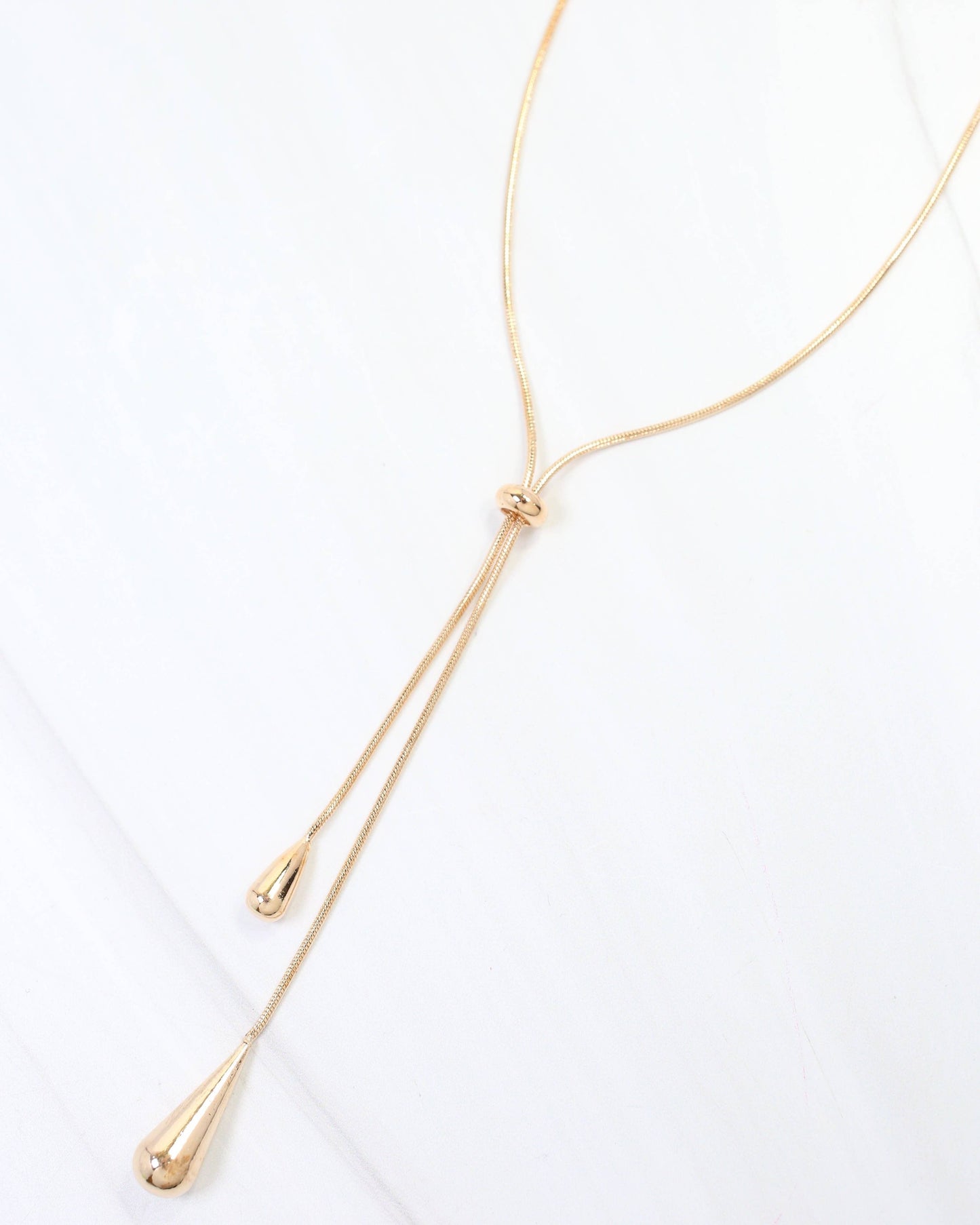 Mount Vernon Teardrop Slider Necklace Gold