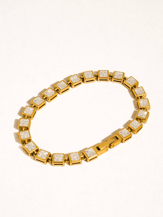 Gold Square Diamond Tennis Bracelet
