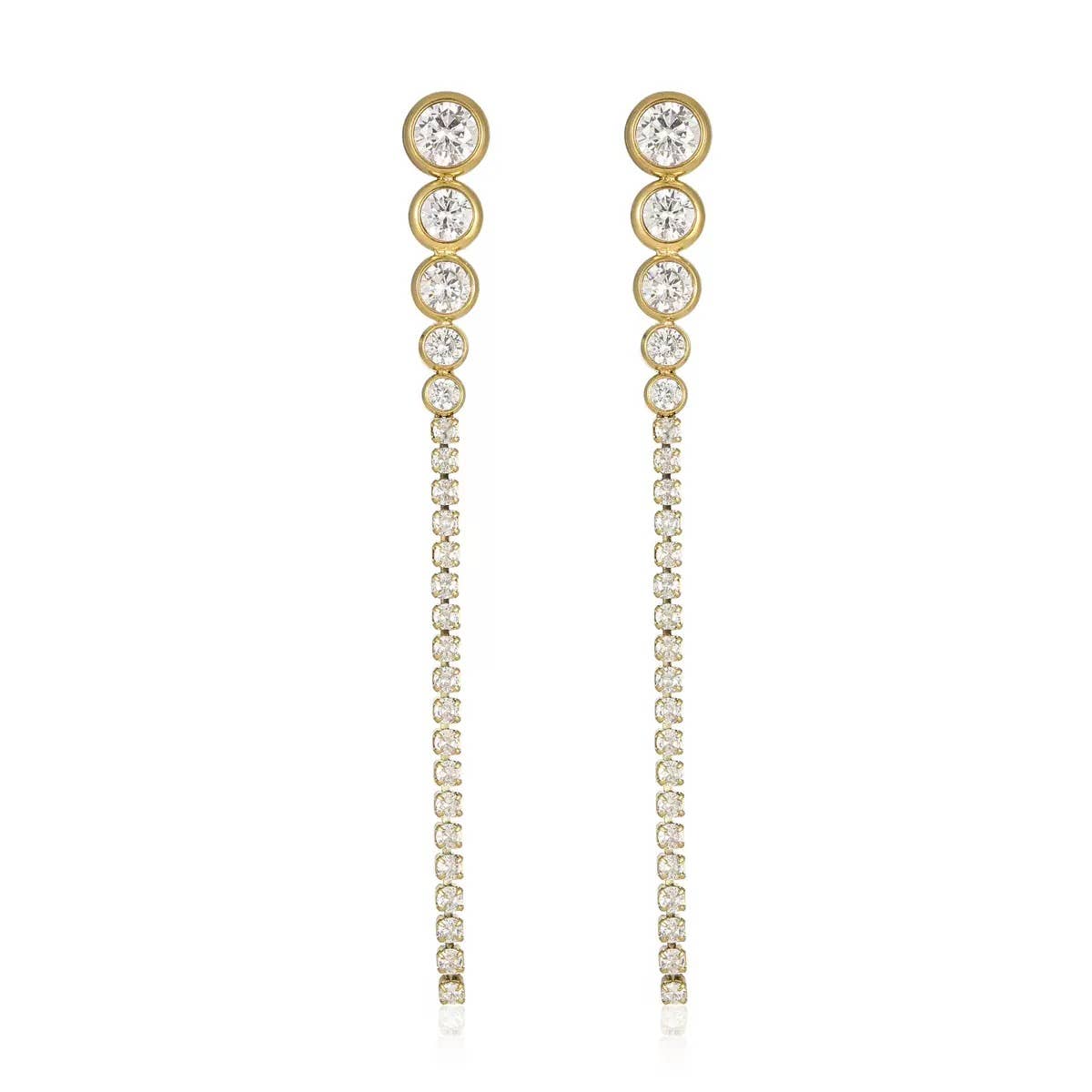Long CZ tennis drops Earrings Waterproof