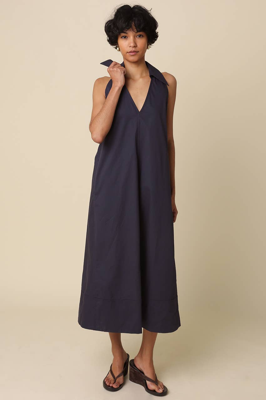 Clara Collared A-Line Maxi Dress