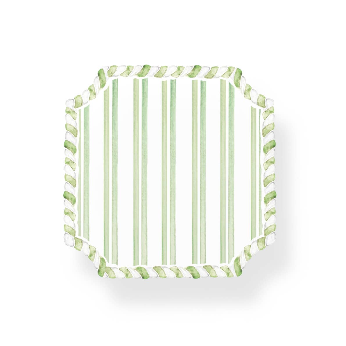 Acrylic Green & White Striped Coaster