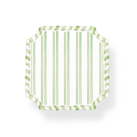 Acrylic Green & White Striped Coaster