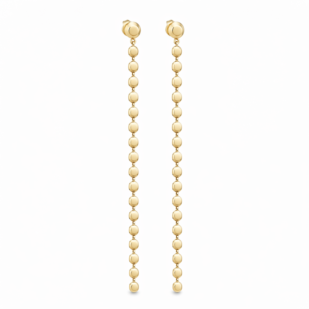 Disc Chain Drop Earrings Small and Large