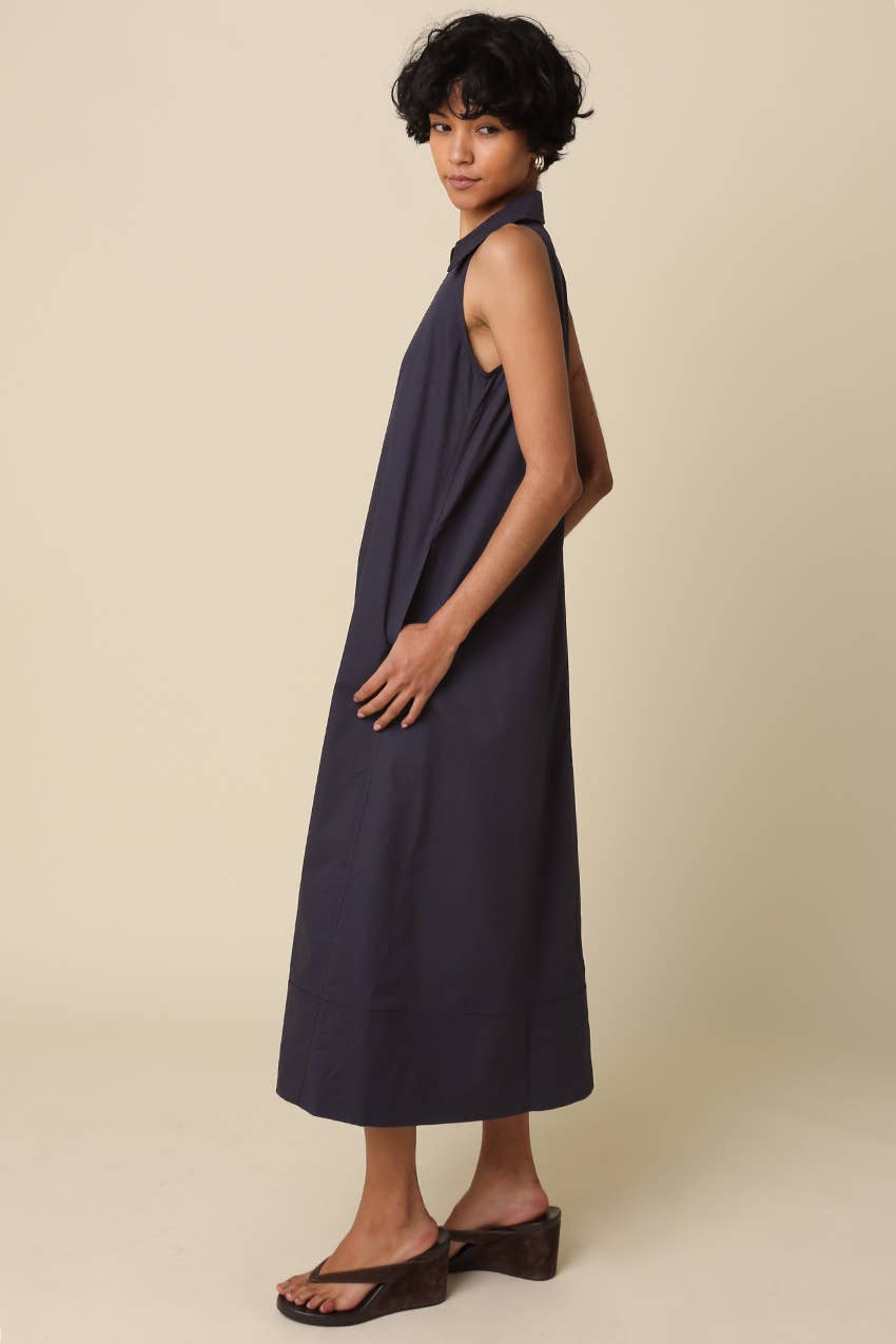 Clara Collared A-Line Maxi Dress