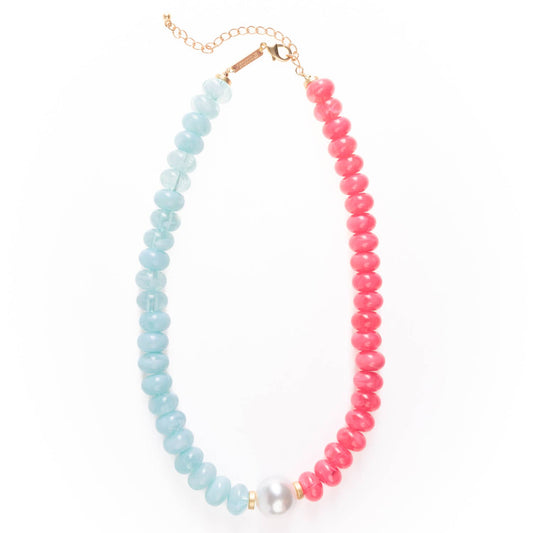 Riley Aqua/Coral Pearl Necklace