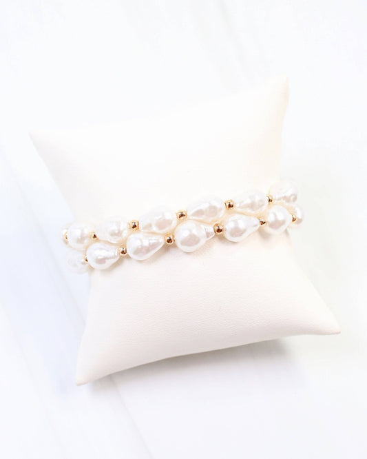 Rye Baroque Pearl Stretch Bracelet Cream