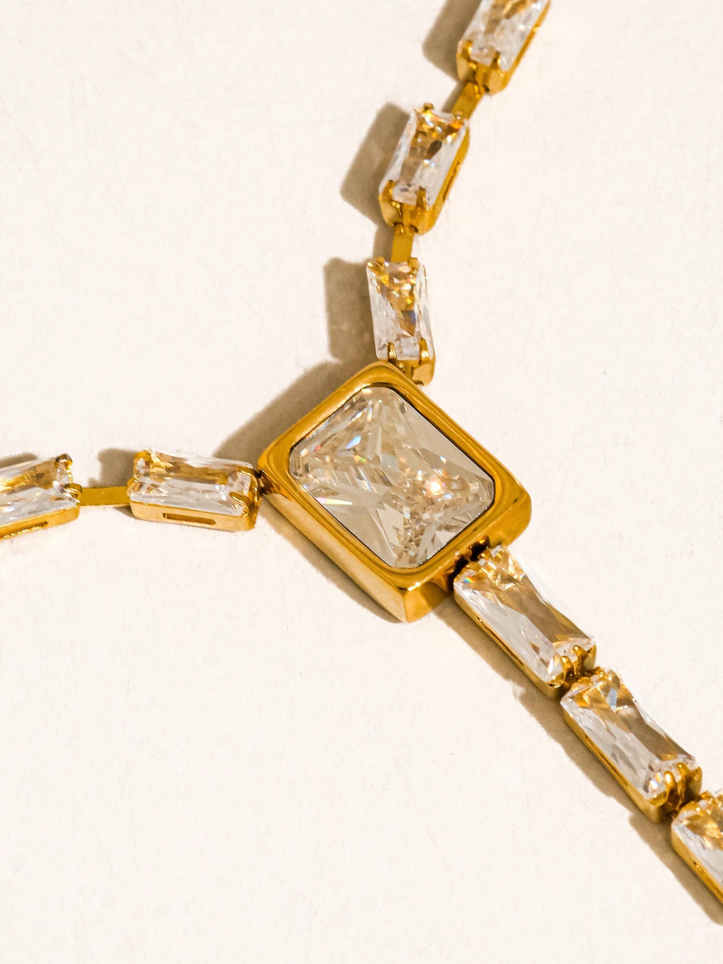 Cieline 18K Gold Non-Tarnish CZ Lariat Necklace