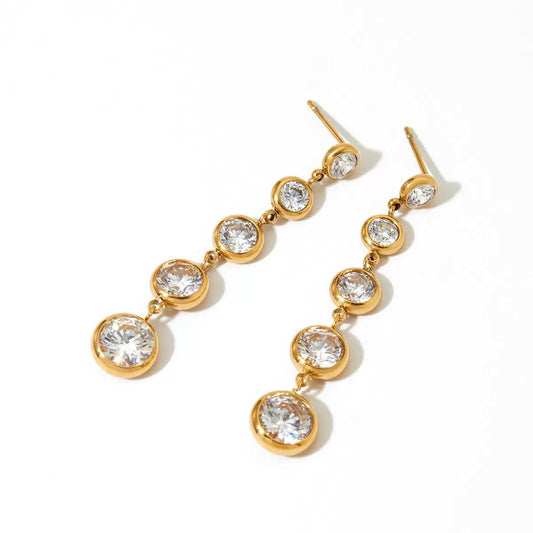 Bezeled Cz Dangle Earrings Waterproof