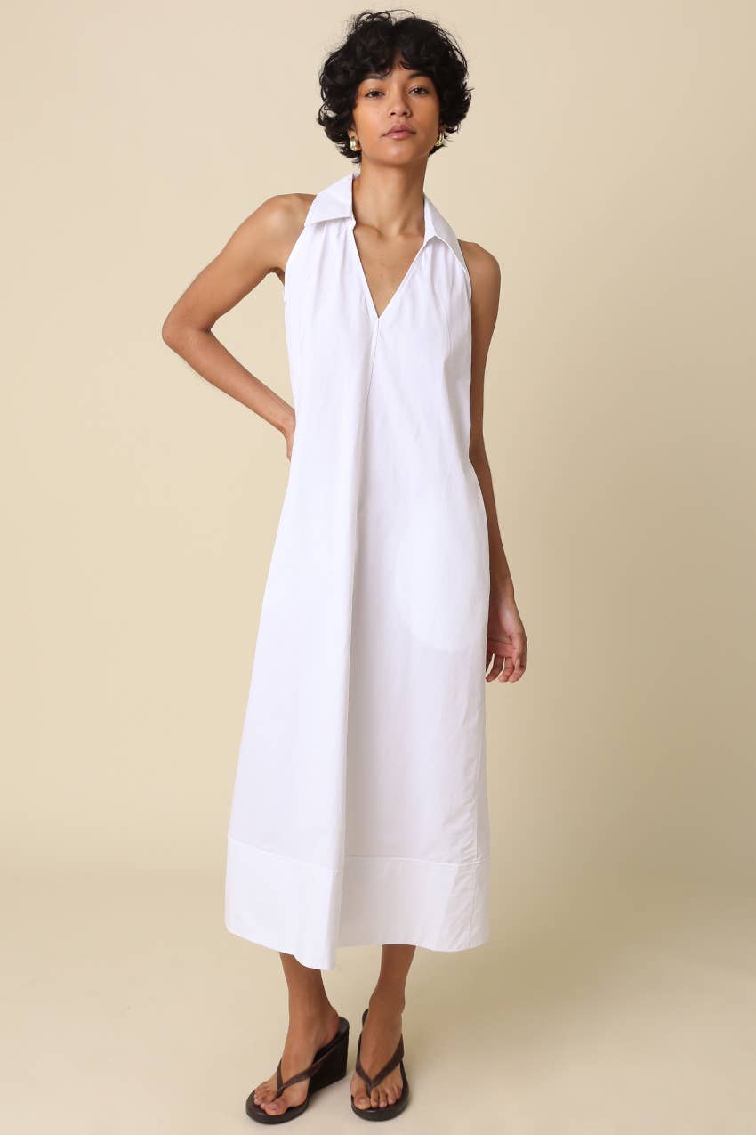 Clara Collared A-Line Maxi Dress
